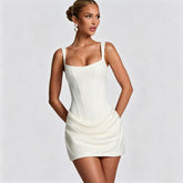 Cream Lace-Up Back Corset Mini Dress