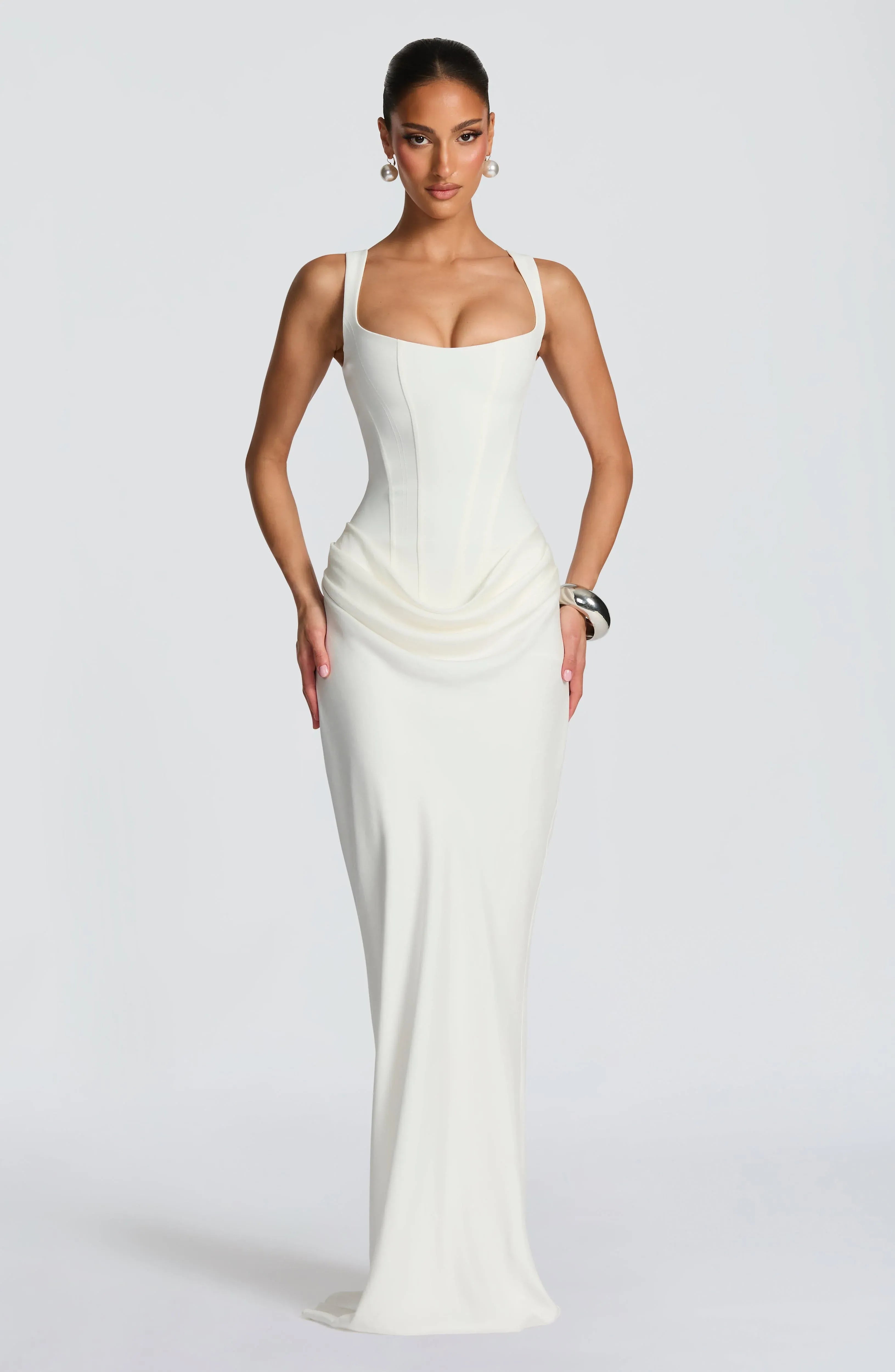 Elena Corset Draped Maxi Dress – ELYCHARM LTD