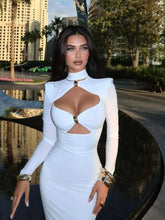 Ivory Sculpted Cut-Out Maxi Dress