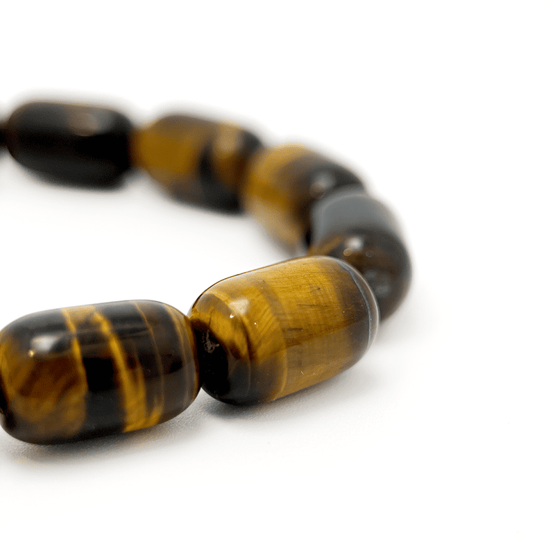 Golden Barrel Bead Tiger's Eye Pixiu Bracelet