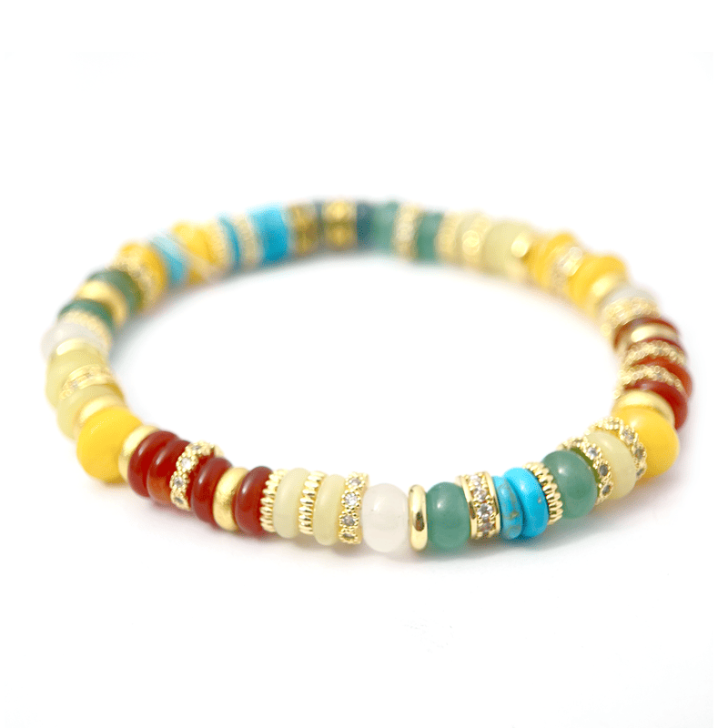 Multi-Gemstone Rainbow Gold Diamond Bracelet