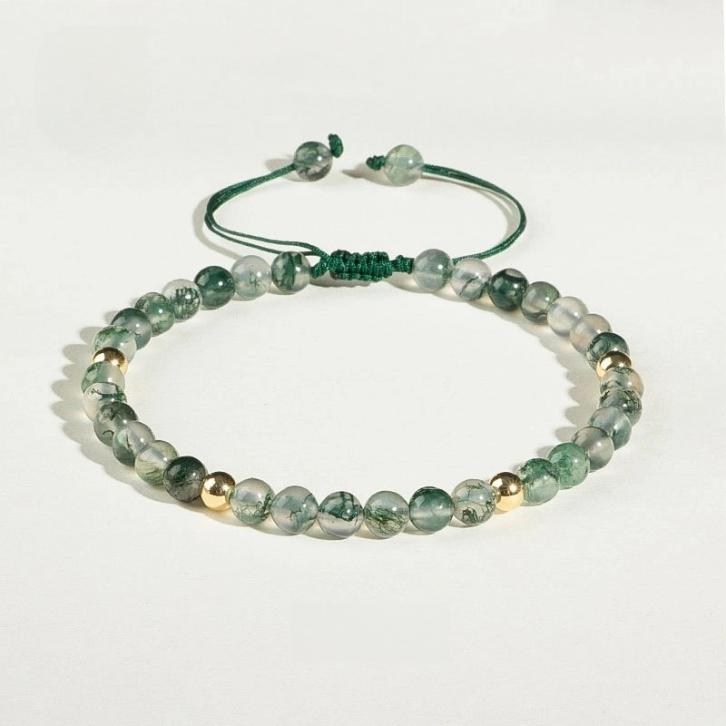 Elycharm Wood Element & Green Moss Agate Fengshui Lucky Bracelet