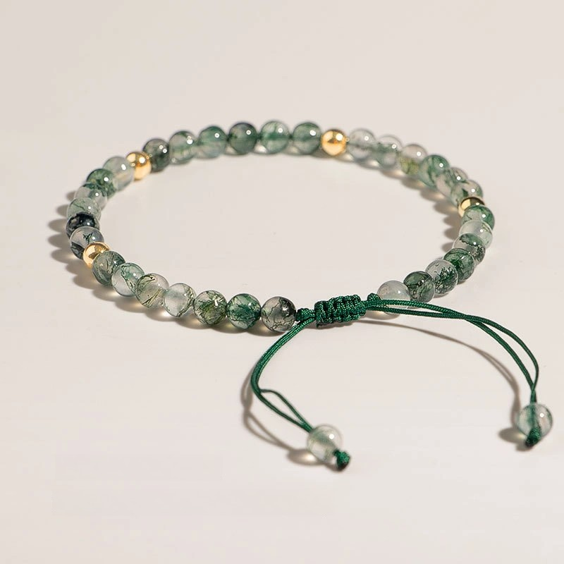 Elycharm Wood Element & Green Moss Agate Fengshui Lucky Bracelet