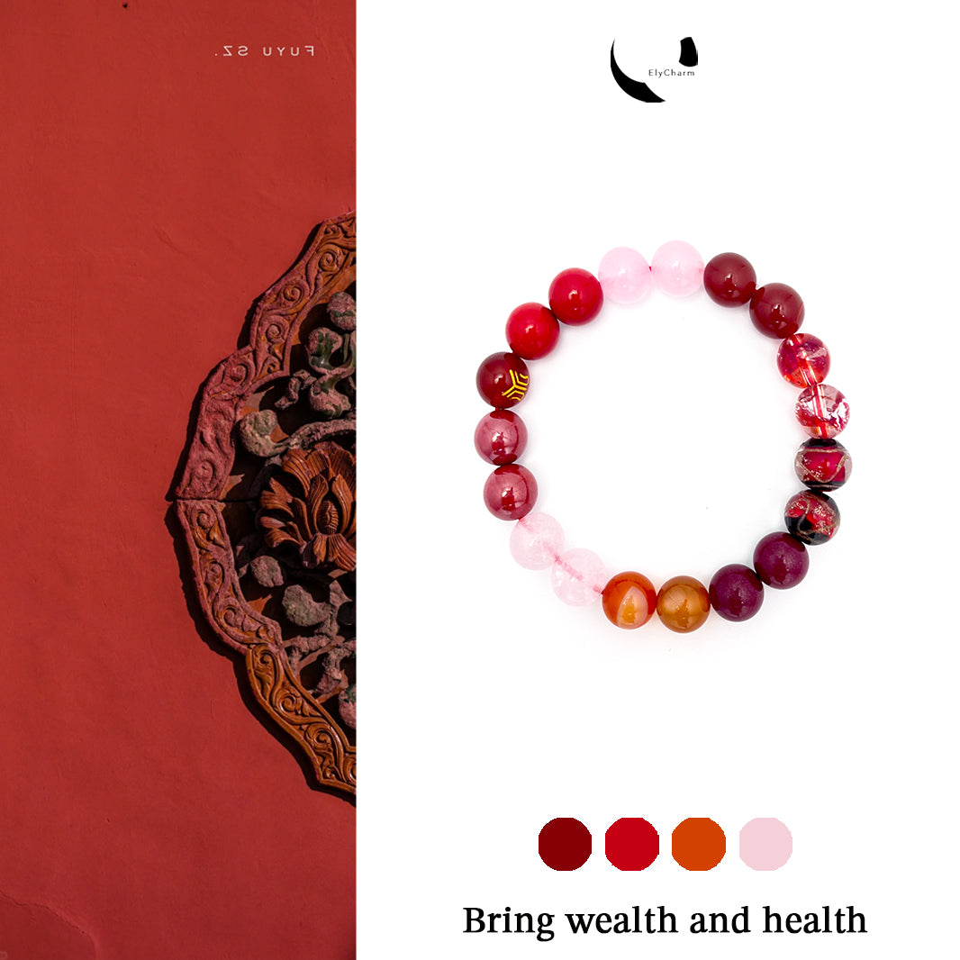 Elycharm Fire Element & Red Agate Fengshui Love Bracelet