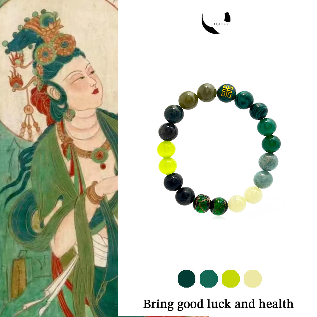 Elycharm Fire Element & Green Agate Fengshui Healing Bracelet