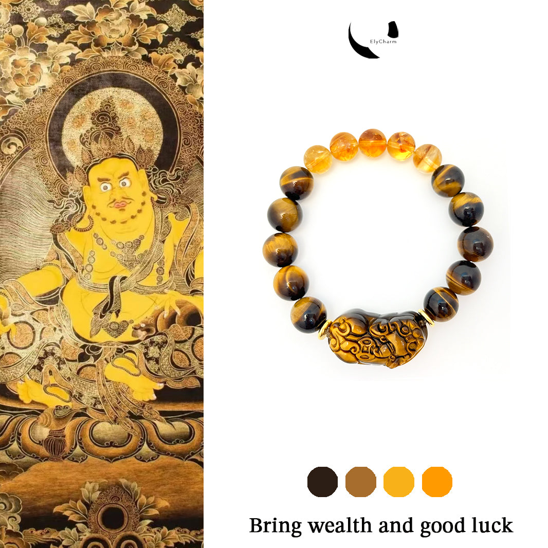 Tiger Eye Pixiu Wealth and Luck Bracelet