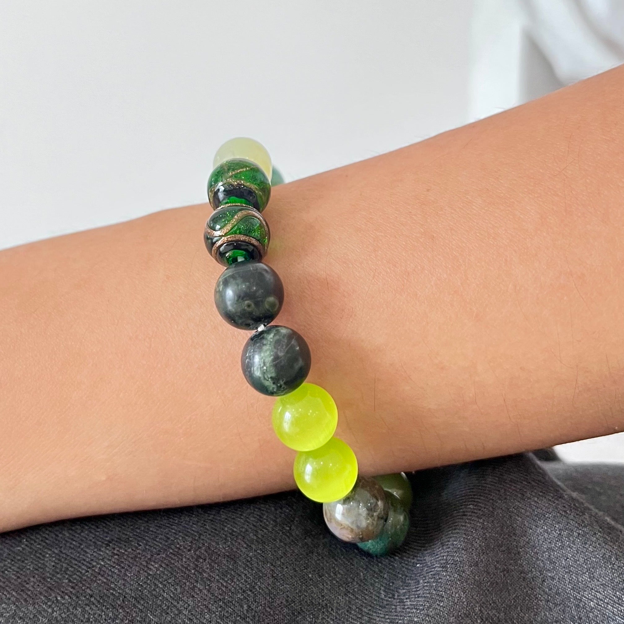 Elycharm Fire Element & Green Agate Fengshui Healing Bracelet