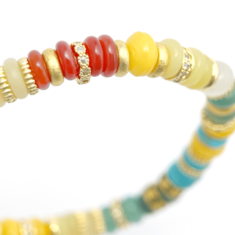 Multi-Gemstone Rainbow Gold Diamond Bracelet