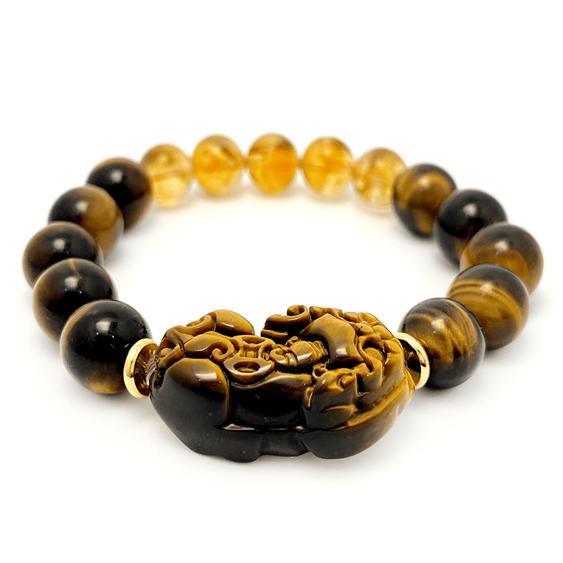 Tiger Eye Pixiu Wealth and Luck Bracelet