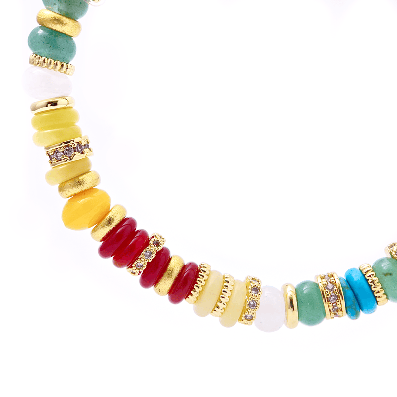 Multi-Gemstone Rainbow Gold Diamond Bracelet