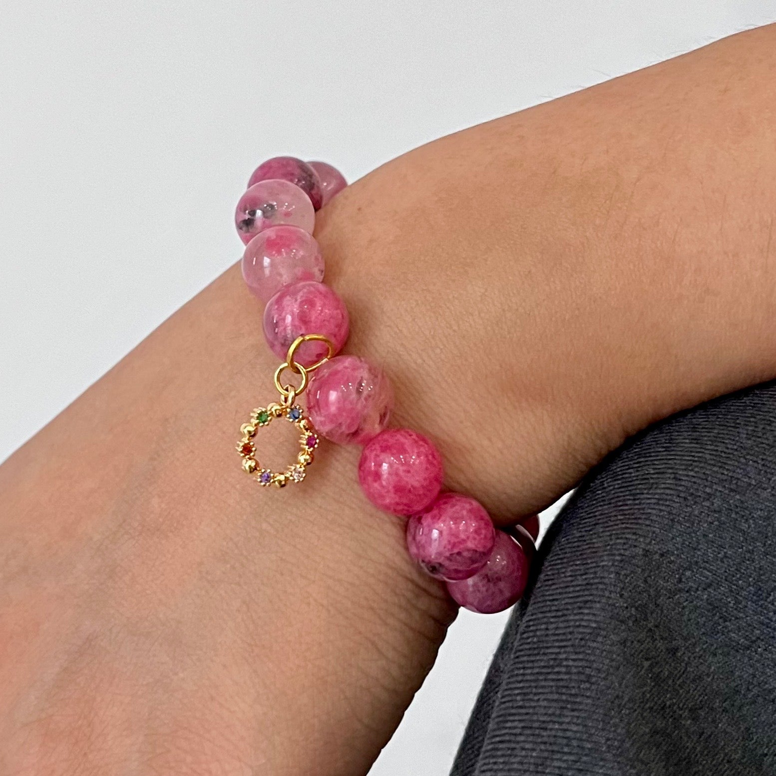 Elycharm Wood Element & Rhodonite Fengshui Healing Bracelet