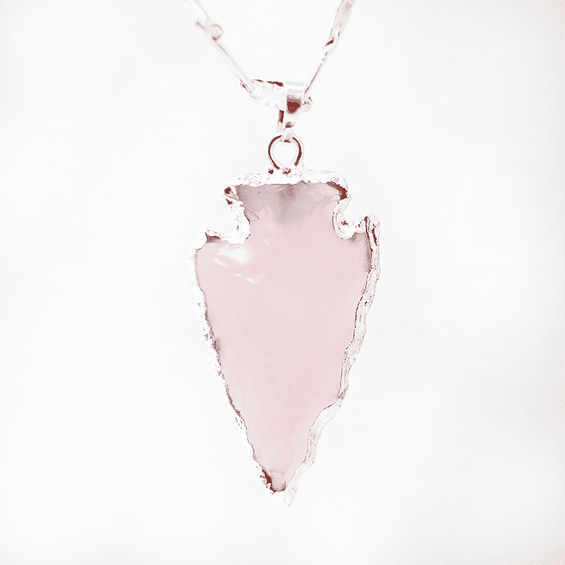 ElyCharm Silver-Inlaid Rose Quartz Pendant