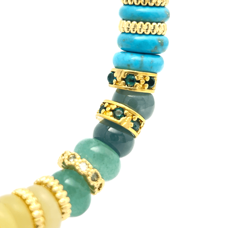 Multi-Gemstone Rainbow Gold Diamond Bracelet