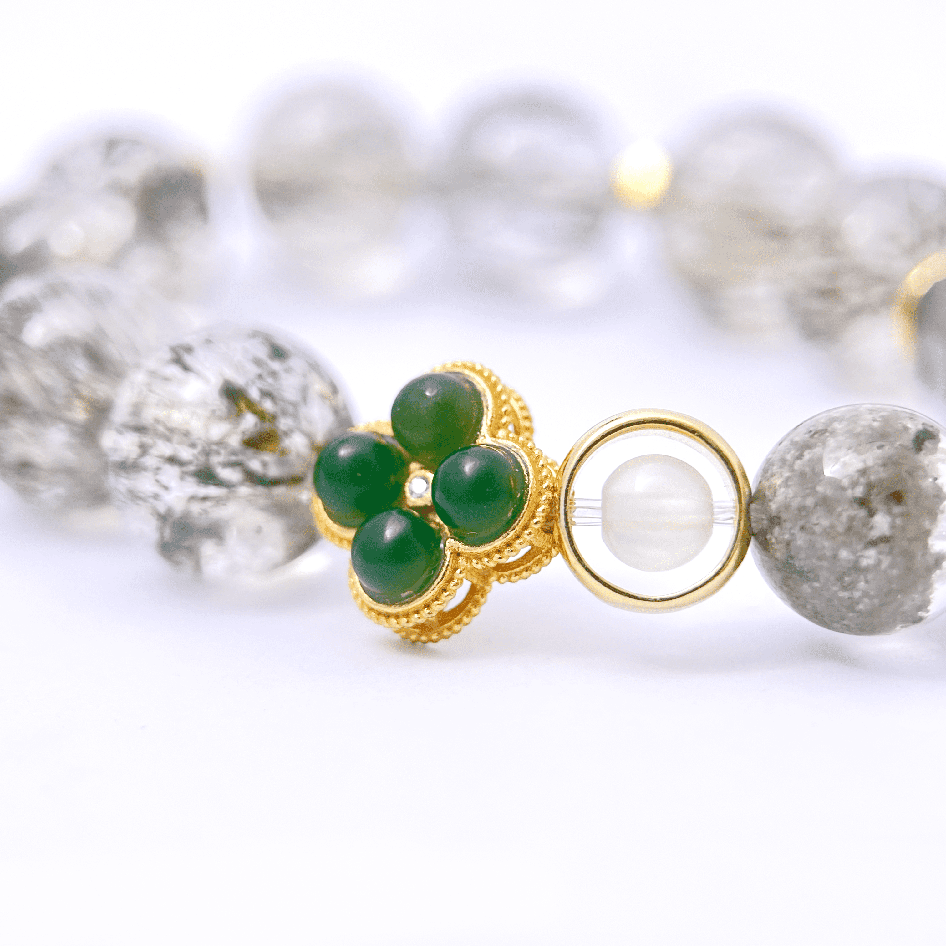 Elycharm Wood Element & Green Rutilated Quartz Fengshui Wealth Attracting Bracelet