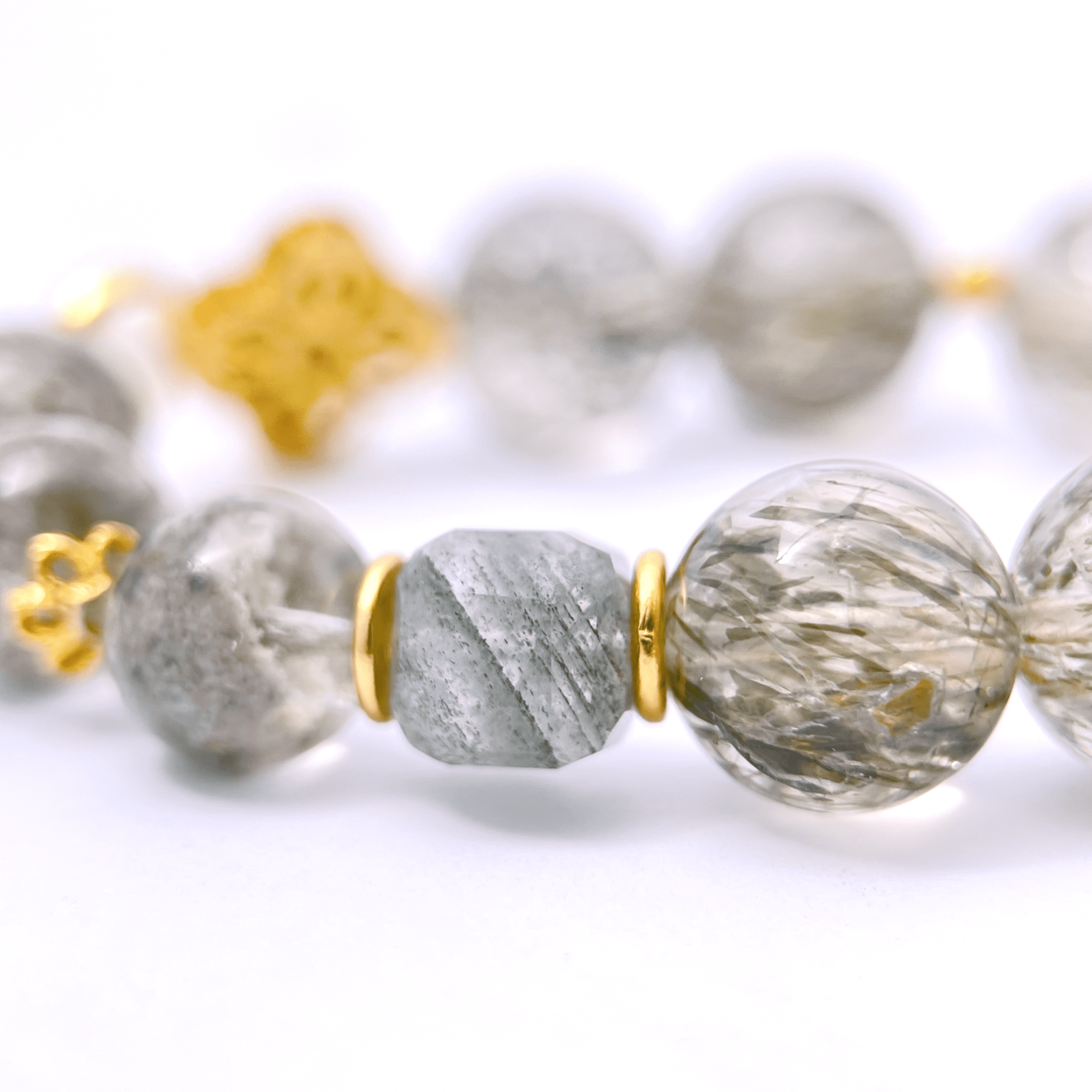 Elycharm Wood Element & Green Rutilated Quartz Fengshui Wealth Attracting Bracelet