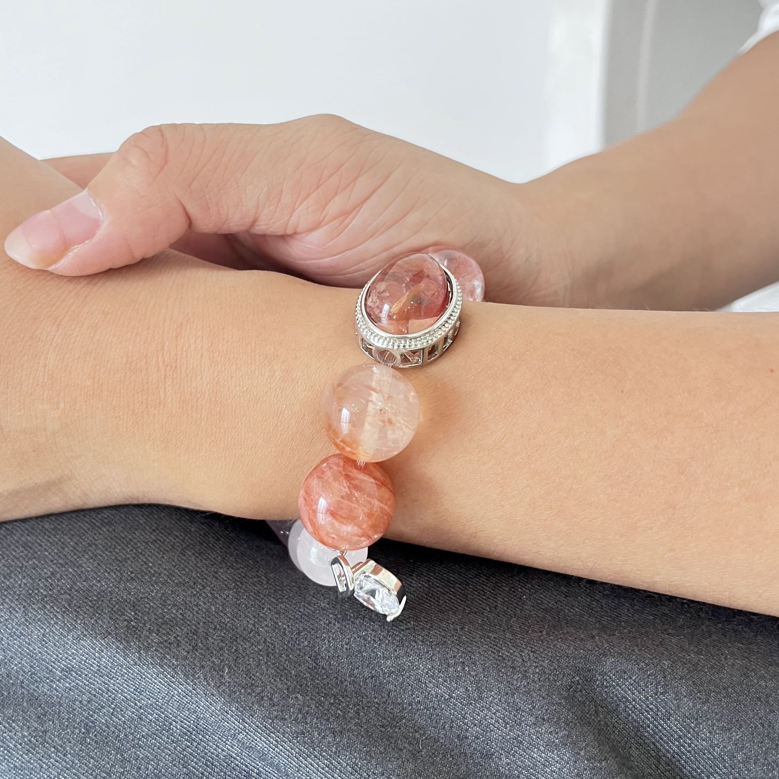 Elycharm Fire Element & Rose Quartz Fengshui Wealthy Attracting Bracelet