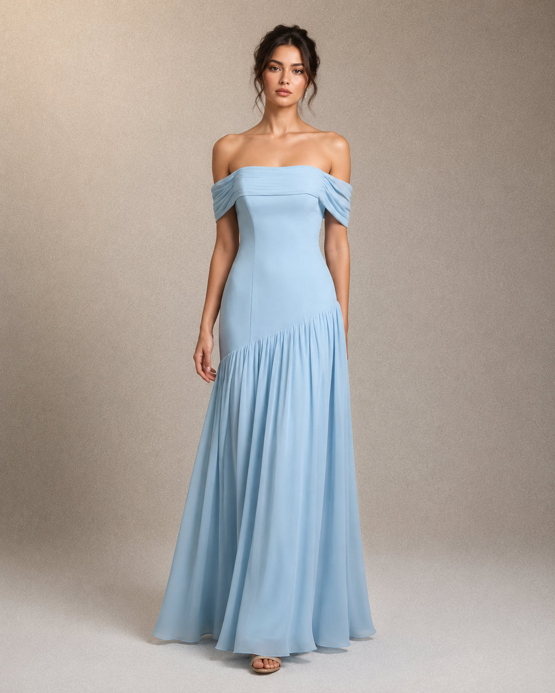 Elegant Light Blue knitted Evening Dress