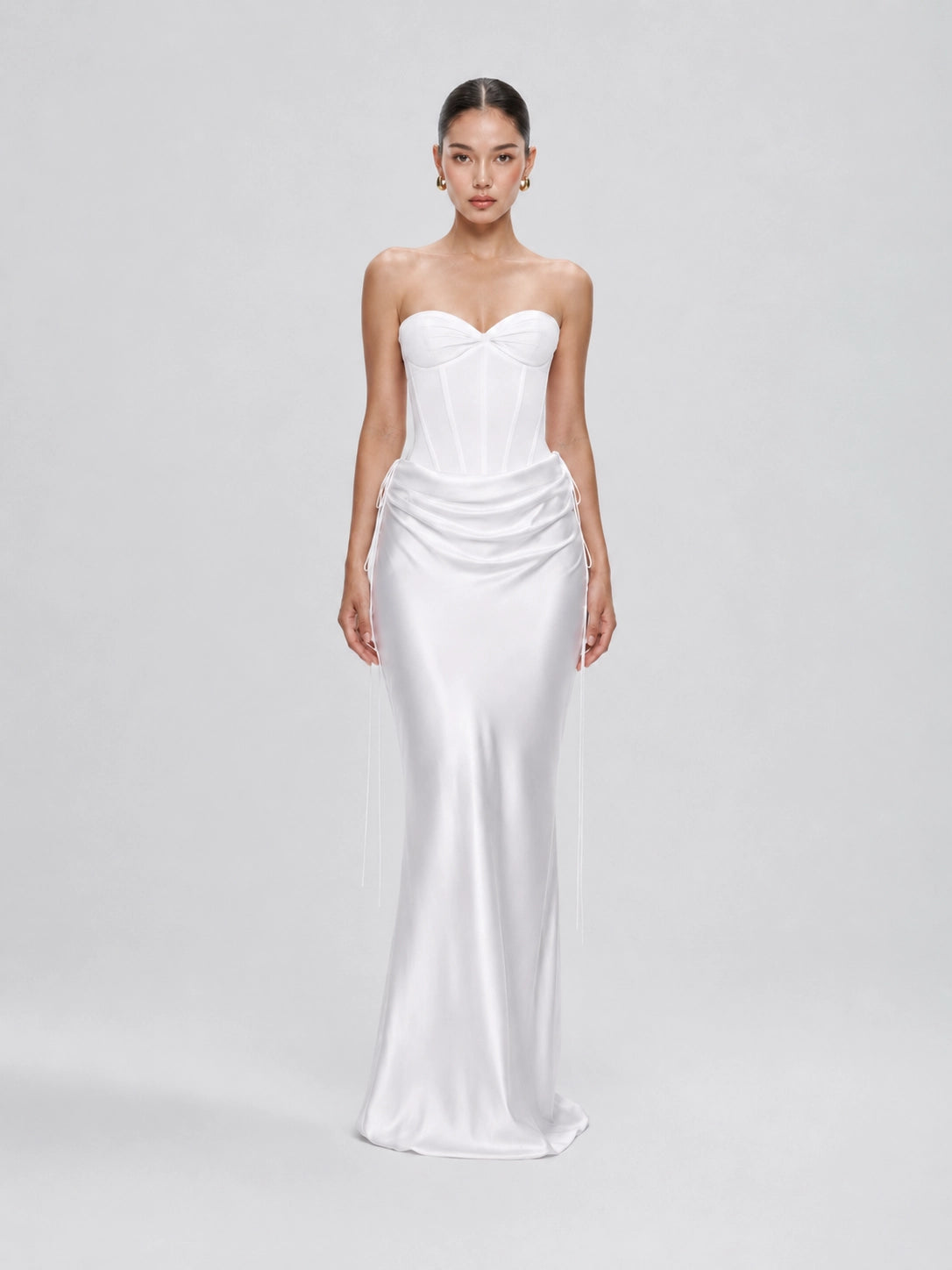 bhldn seraphina sweetheart corset stretch satin maxi dress Bhldn Seraphina Sweetheart Corset Maxi Dress In Chocolate - 30% Off