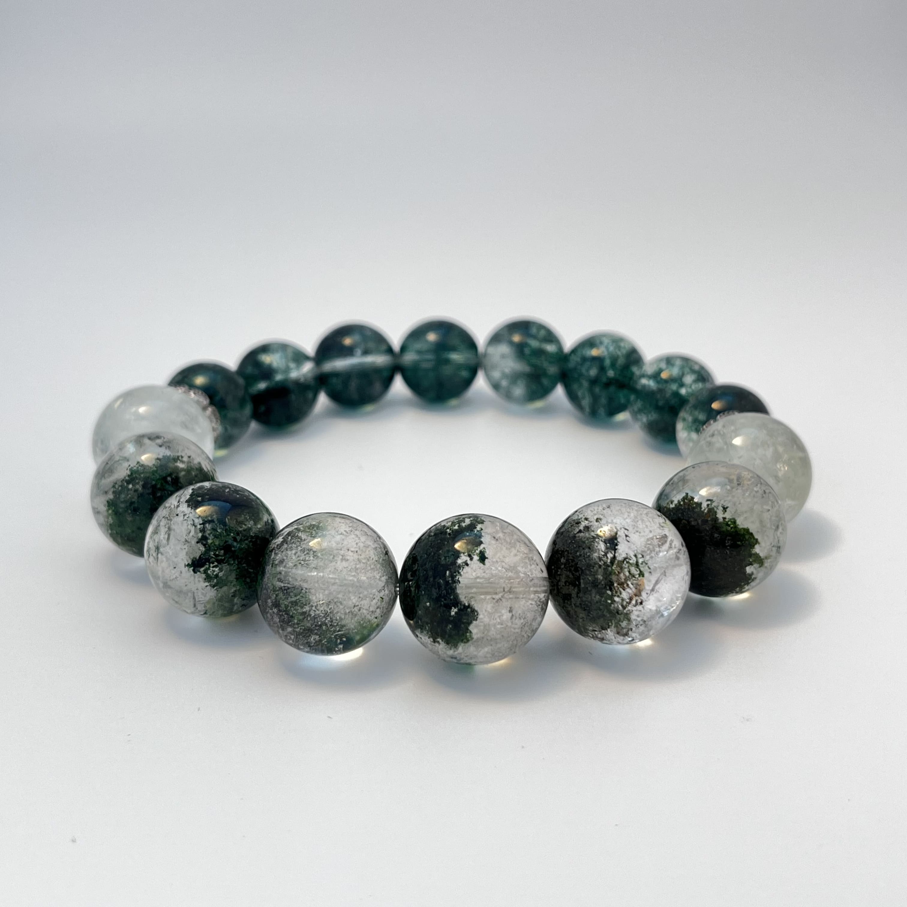 Elycharm Custom Bracelet with Green Phantom Quartz and Green Aventurine