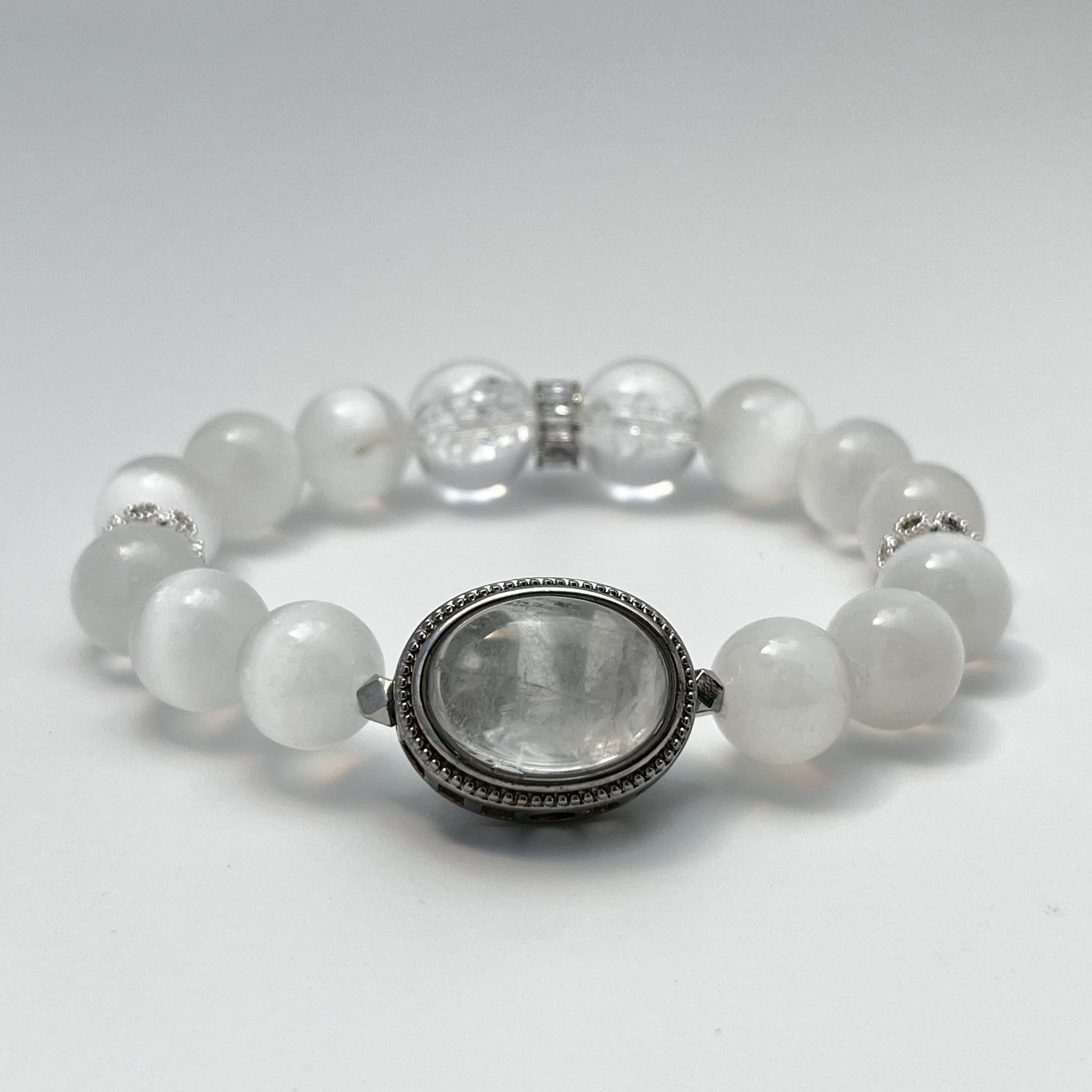 Elycharm Metal Element & White Cat's Eye Quartz Fengshui Healing Bracelet