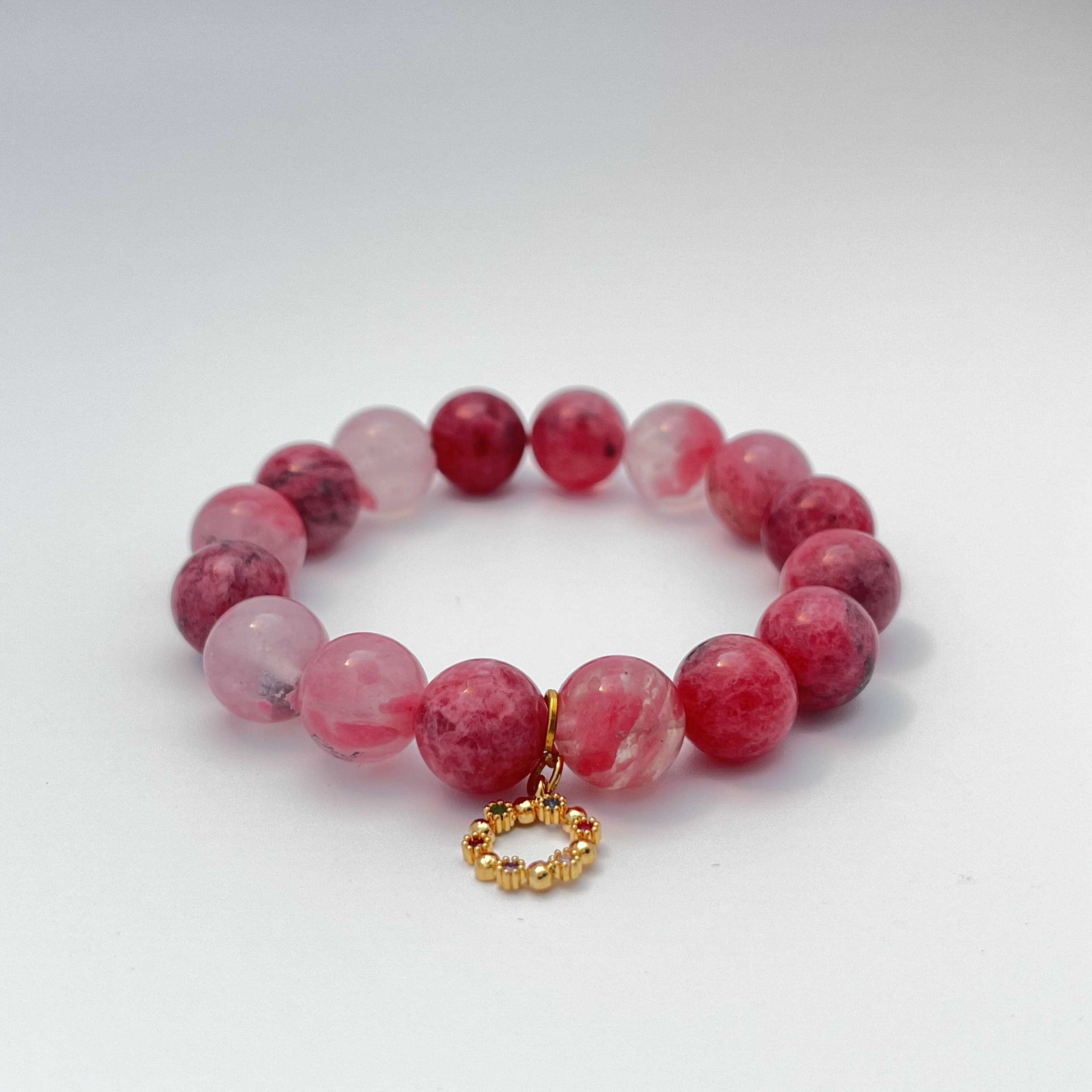 Elycharm Wood Element & Rhodonite Fengshui Healing Bracelet