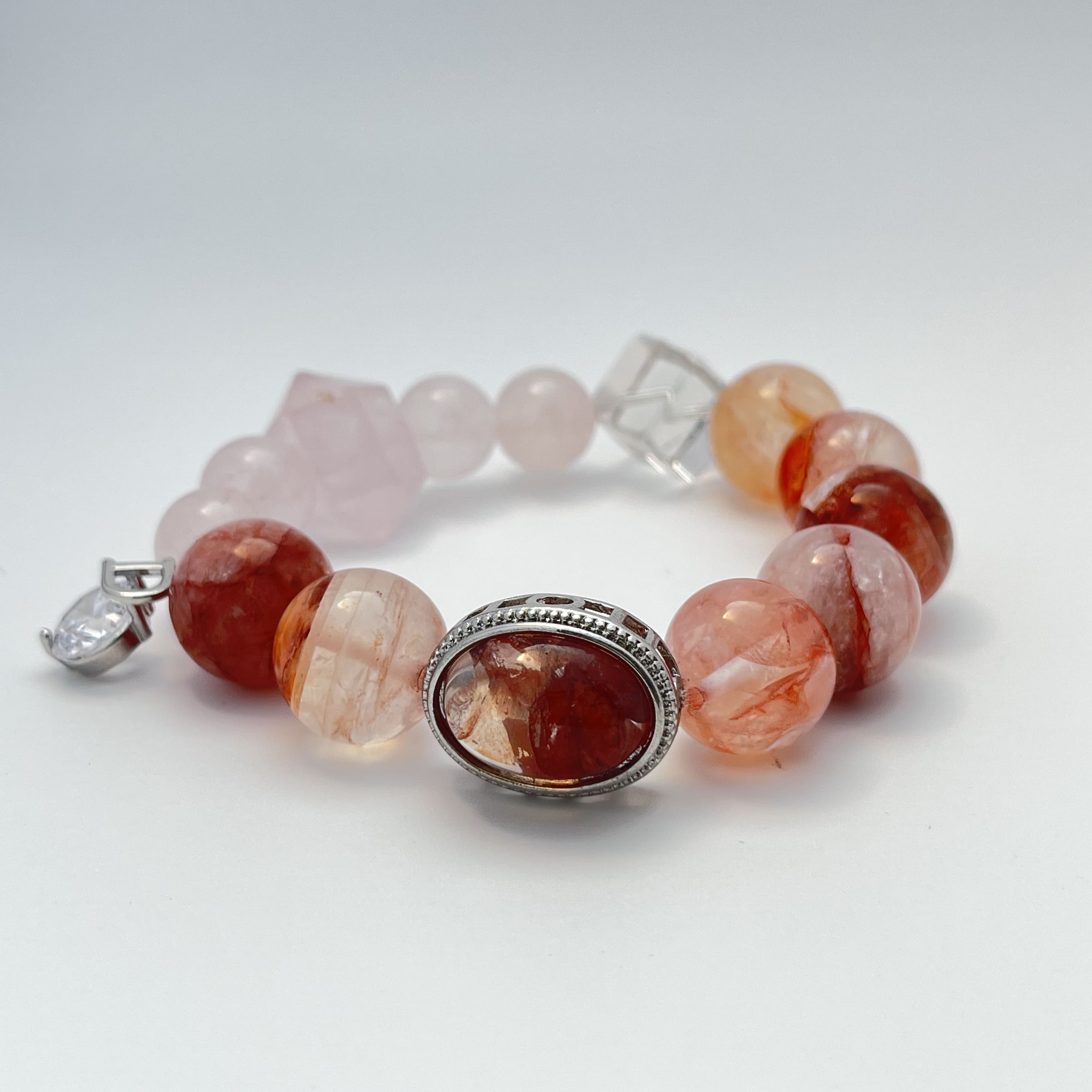 Elycharm Fire Element & Rose Quartz Fengshui Wealthy Attracting Bracelet