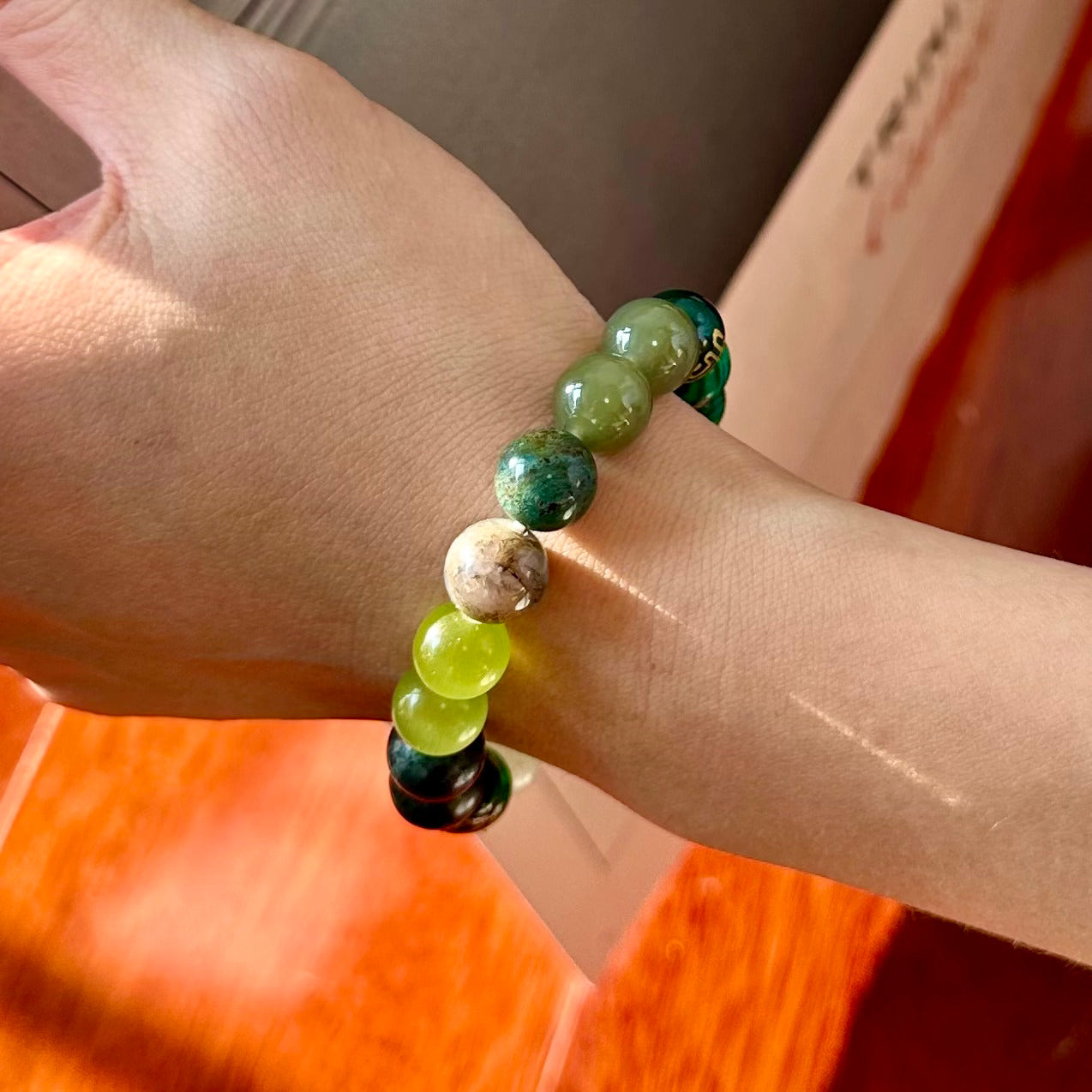 Elycharm Fire Element & Green Agate Fengshui Healing Bracelet