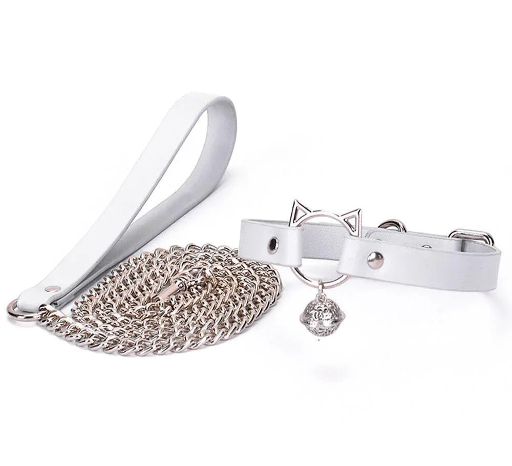 Adjustable PU Leather K9 BDSM Collar with Leash - PJ036 - YDressup