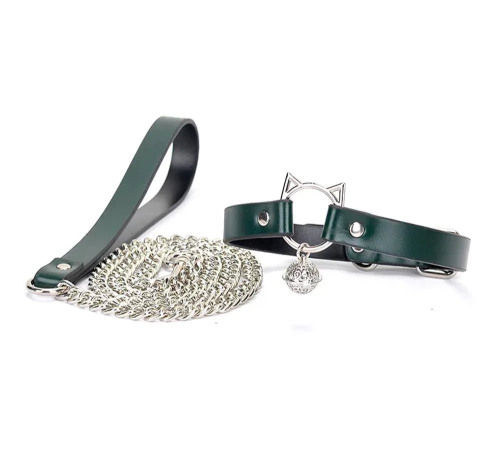 Adjustable PU Leather K9 BDSM Collar with Leash - PJ036 - YDressup