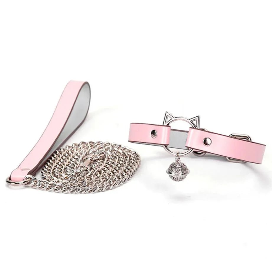 Adjustable PU Leather K9 BDSM Collar with Leash - PJ036 - YDressup