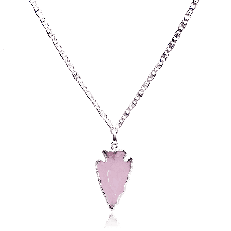 ElyCharm Silver-Inlaid Rose Quartz Pendant