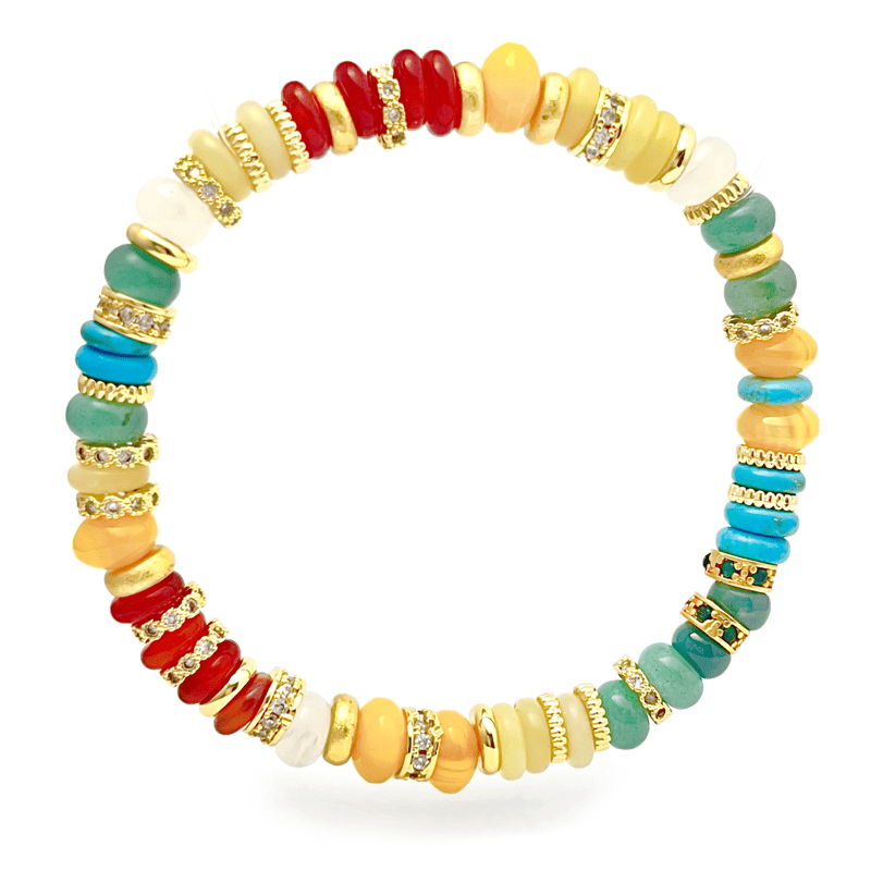 Multi-Gemstone Rainbow Gold Diamond Bracelet