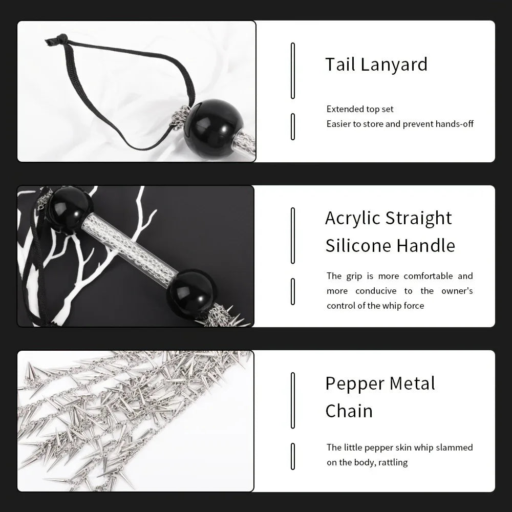 BDSM Erotic Toy Silver Metal Tassel Whip - PJ025 - YDressup