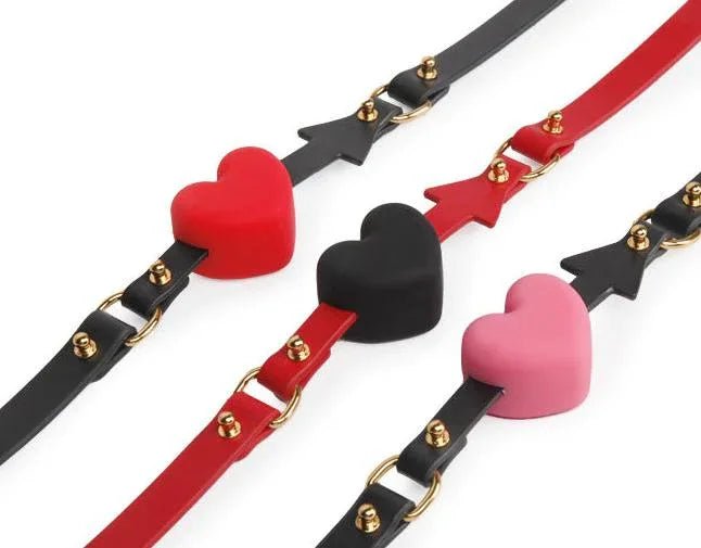 BDSM Heart Shaped Bondage Plug with Fetish Slave Deep Throat Silicone Opener Mouth Ball Gag - PJ033 - YDressup