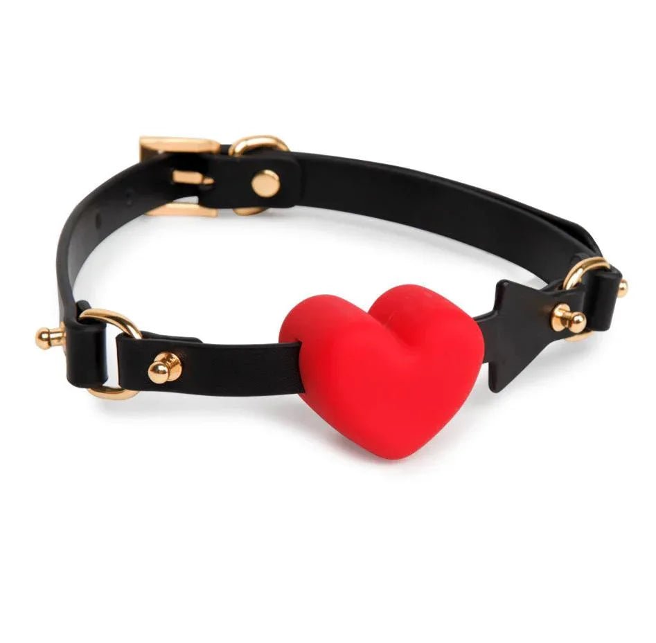 BDSM Heart Shaped Bondage Plug with Fetish Slave Deep Throat Silicone Opener Mouth Ball Gag - PJ033 - YDressup