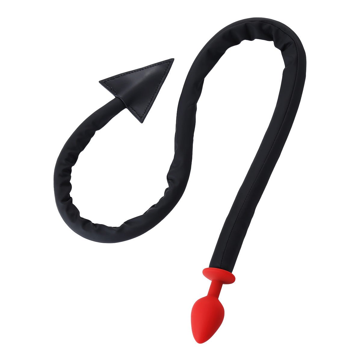 Erotic Toy Black Devil Tail SM Adult Silicone Red Anal Plug Leather Whip - PJ026 - YDressup