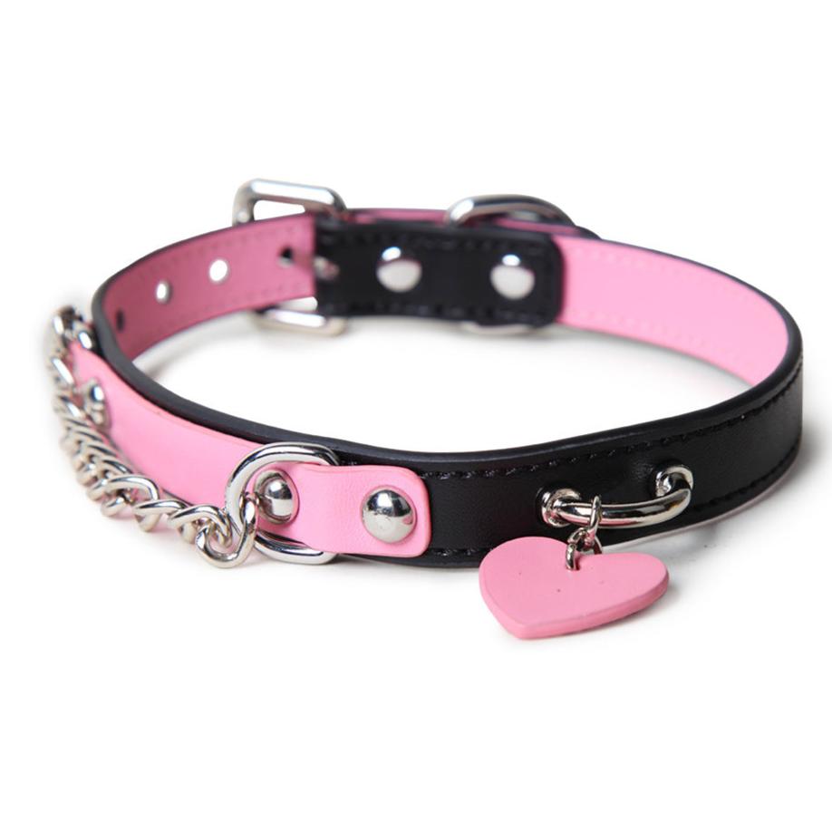 Genuine Leather BDSM Collar with Leash - PJ010 - YDressup
