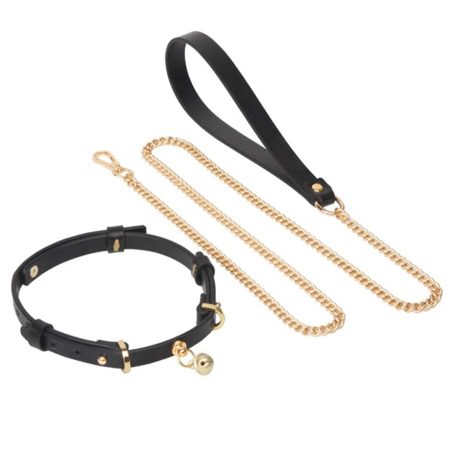 Genuine Leather K9 BDSM Collar with Leash - PJ011 - YDressup