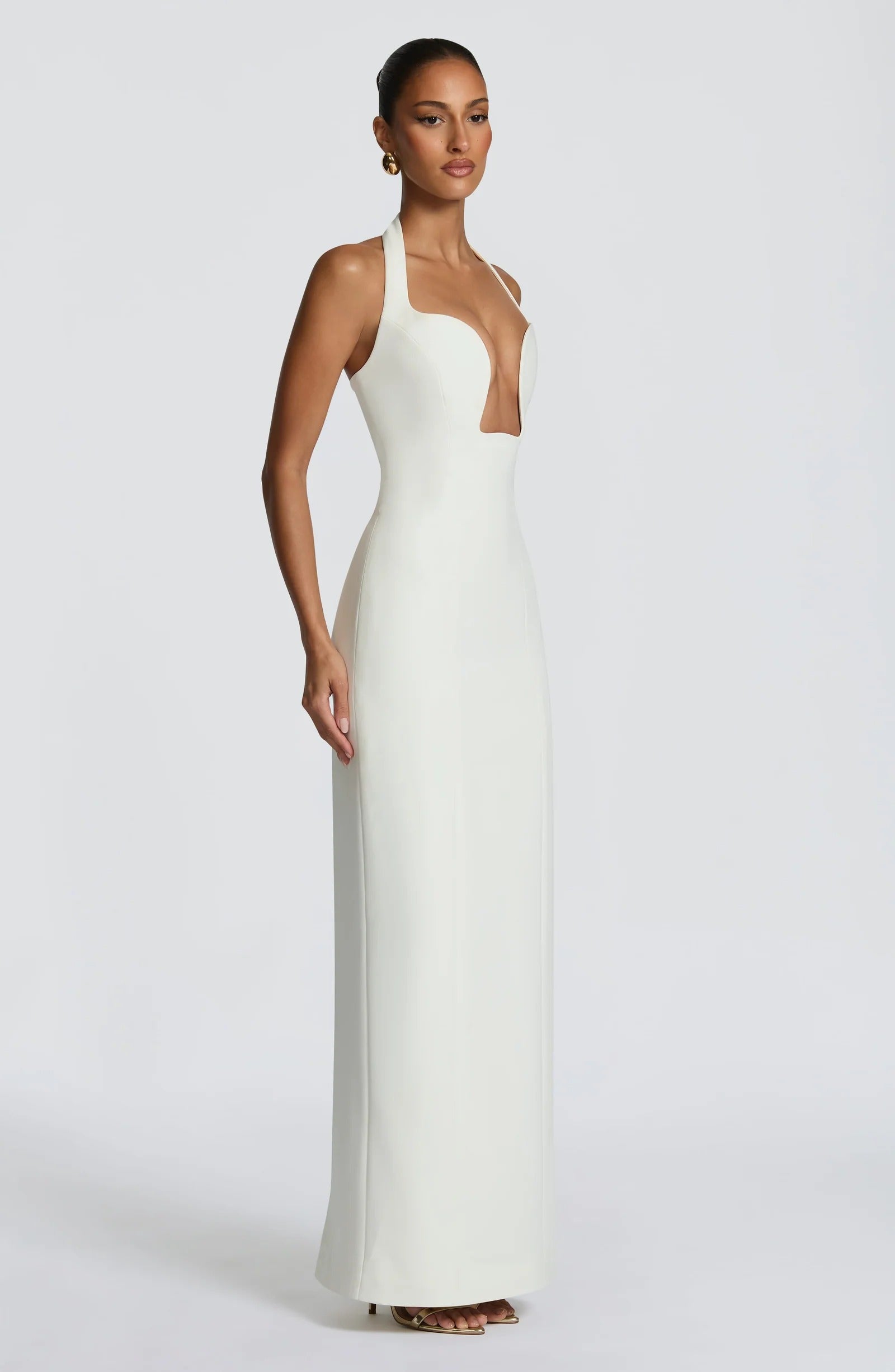Plunge Halter Column Gown