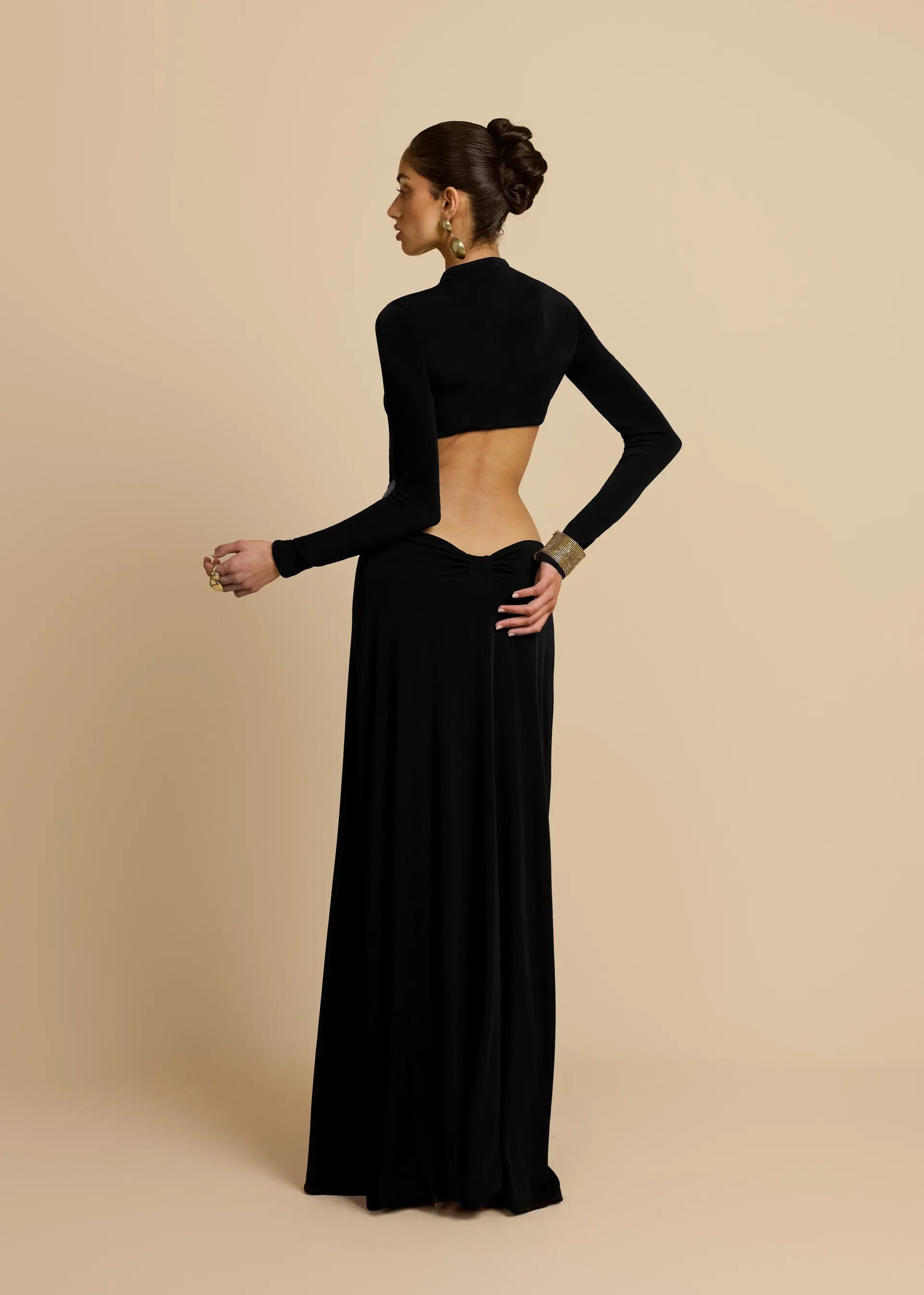 Asymmetric Ruched Cut-Out Midi