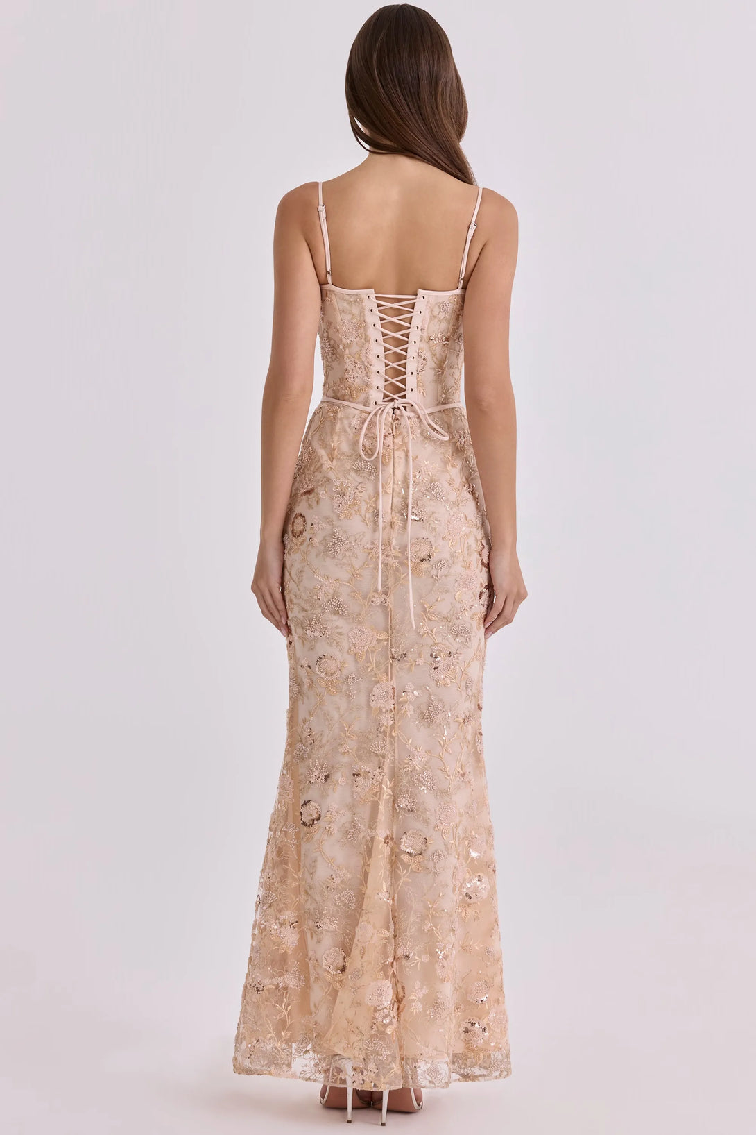 maila lace corset maxi dress Celina White Lace Corset Maxi Dress, XL / White