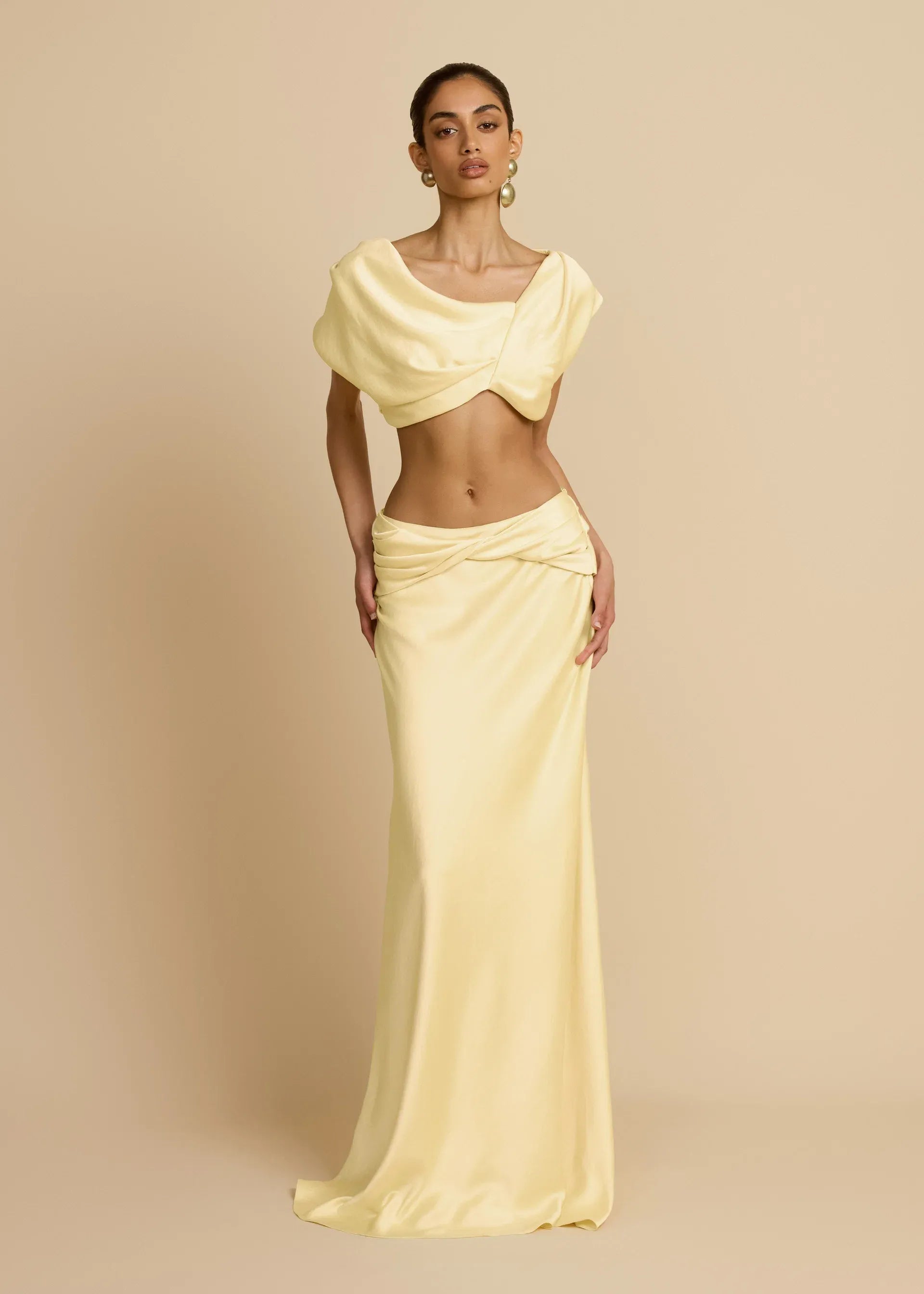 Satin Cowl Maxi Set