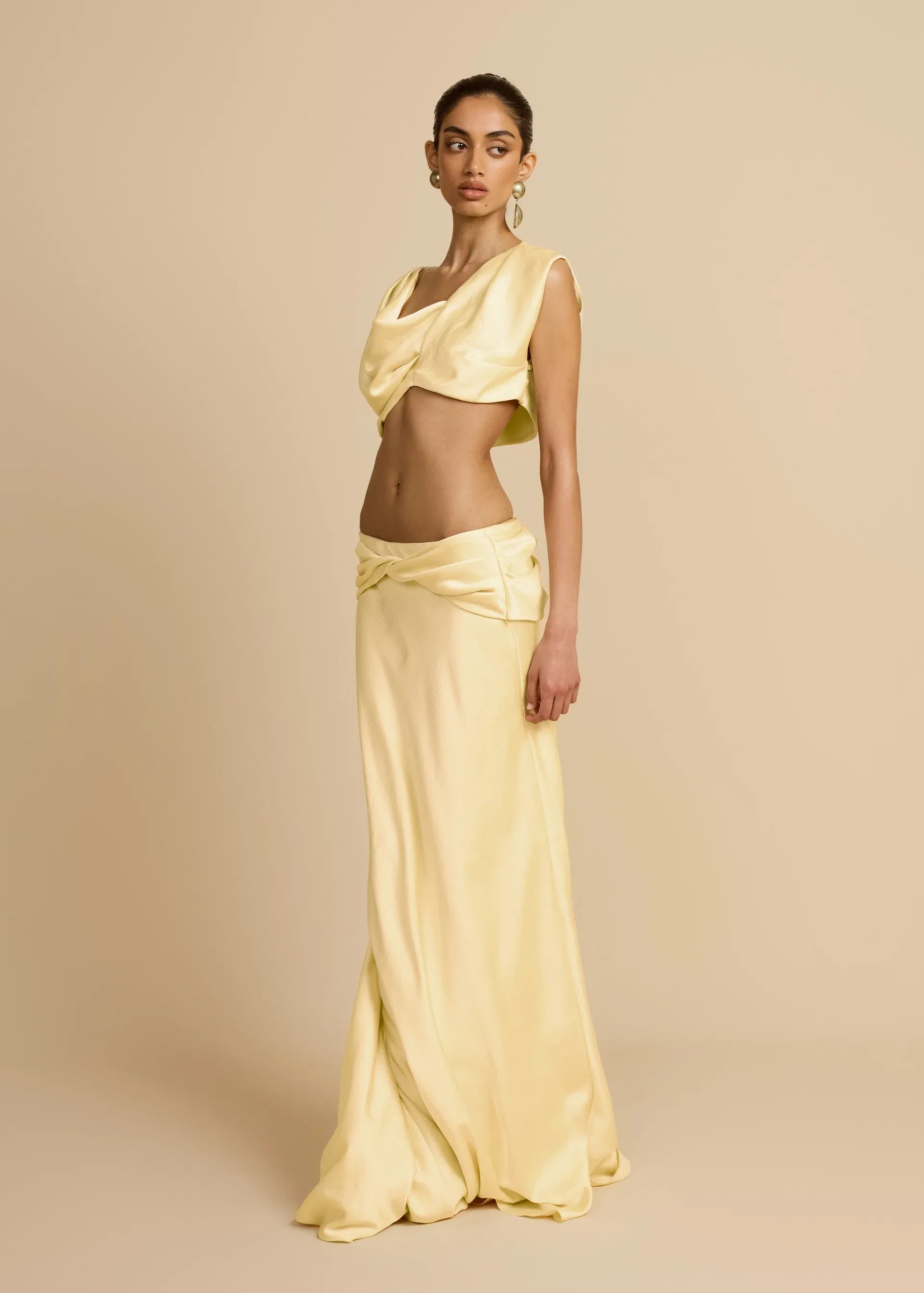 Satin Cowl Maxi Set