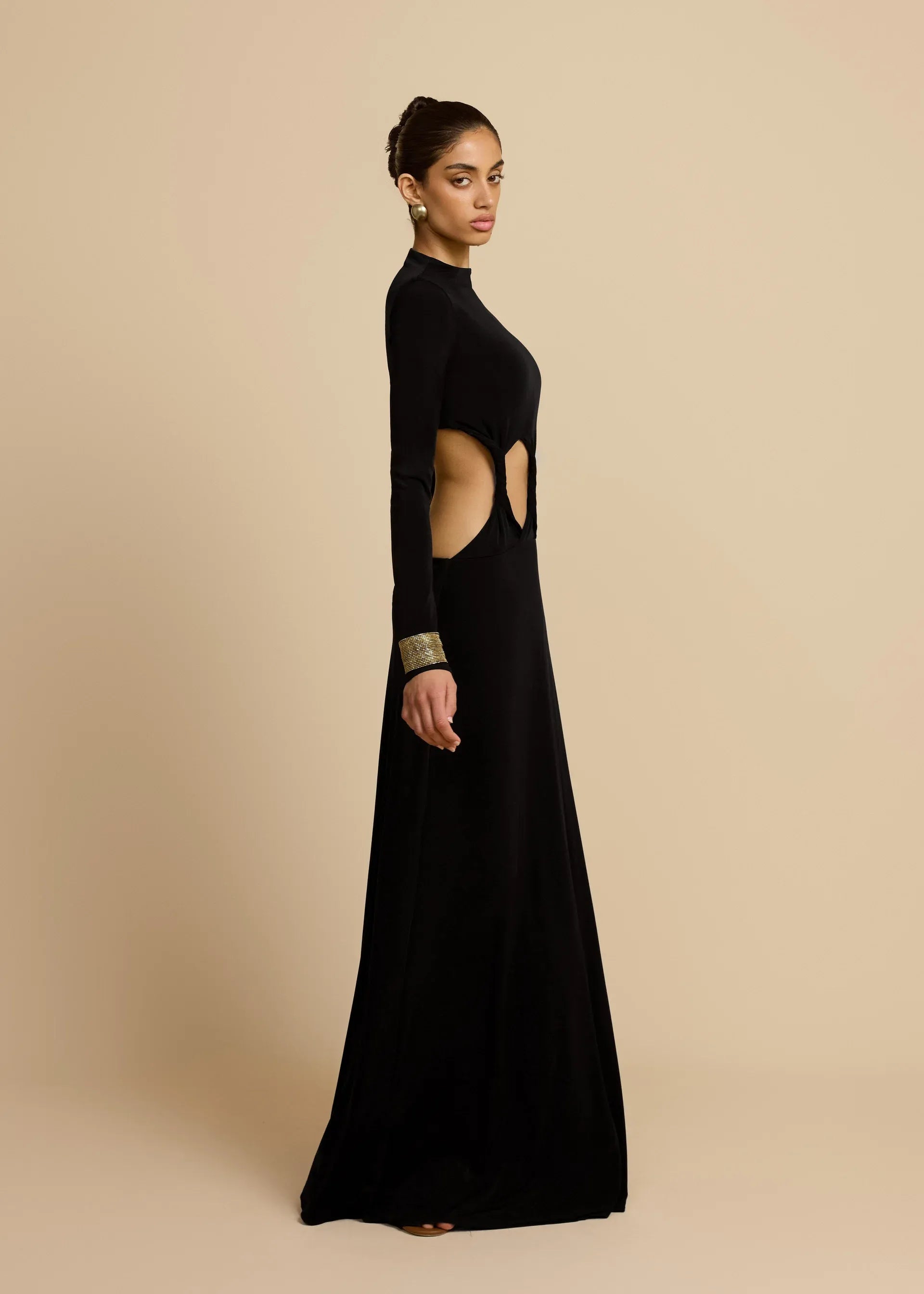 Asymmetric Ruched Cut-Out Midi