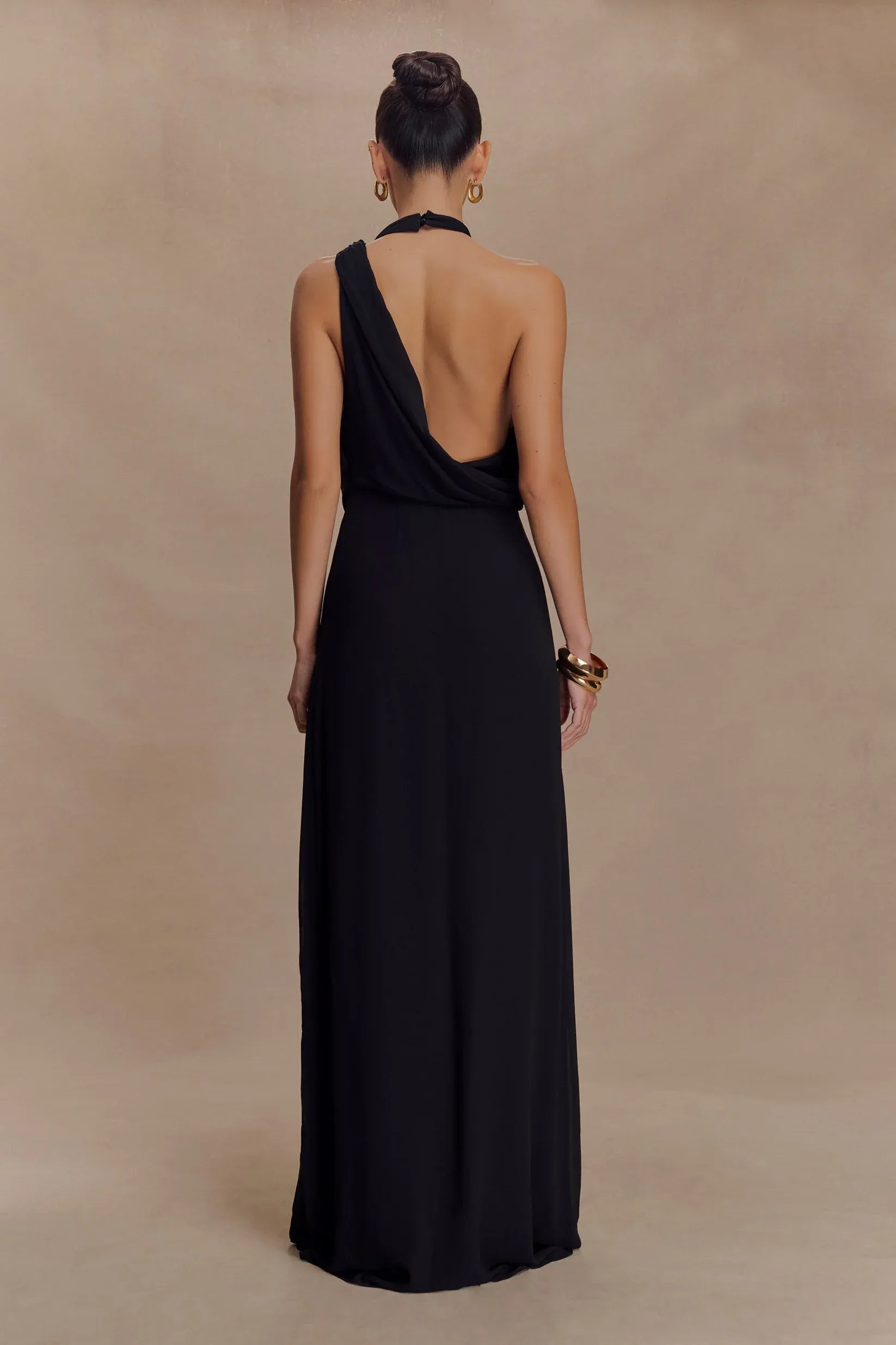 Asymmetric Cowl Evening Gown