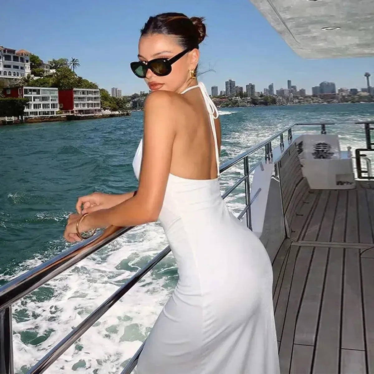 Luxe Halter Backless Bodycon Maxi Dress