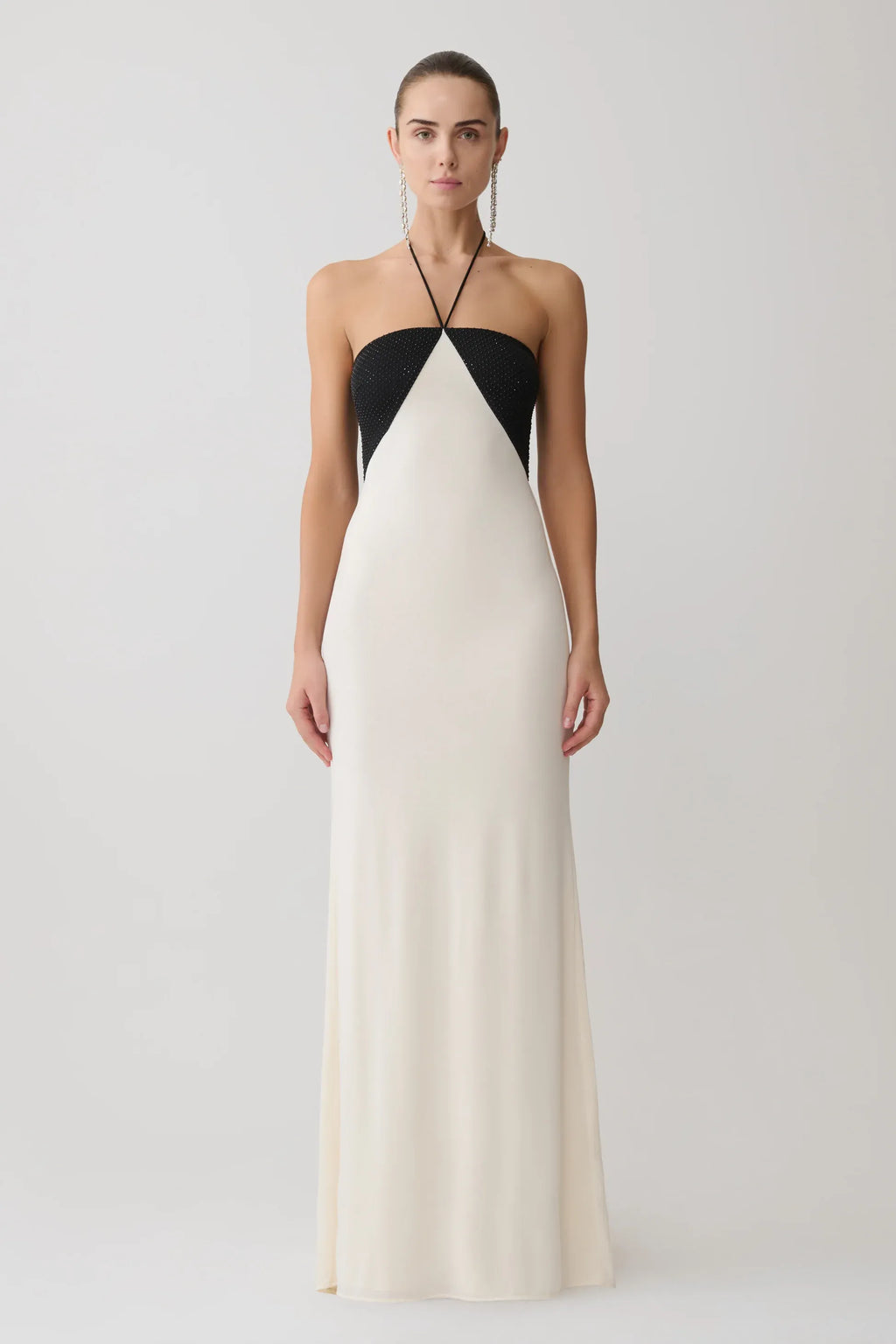 Contrast Sequin Halter Maxi