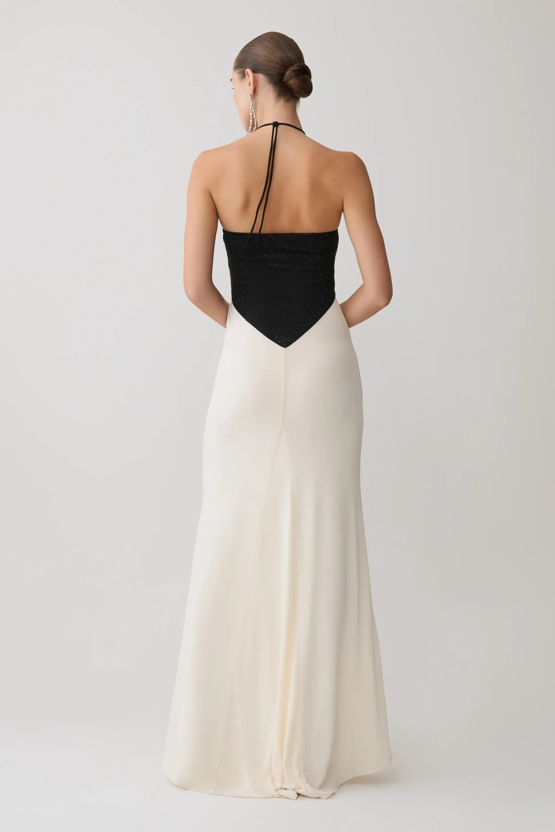 Contrast Sequin Halter Maxi