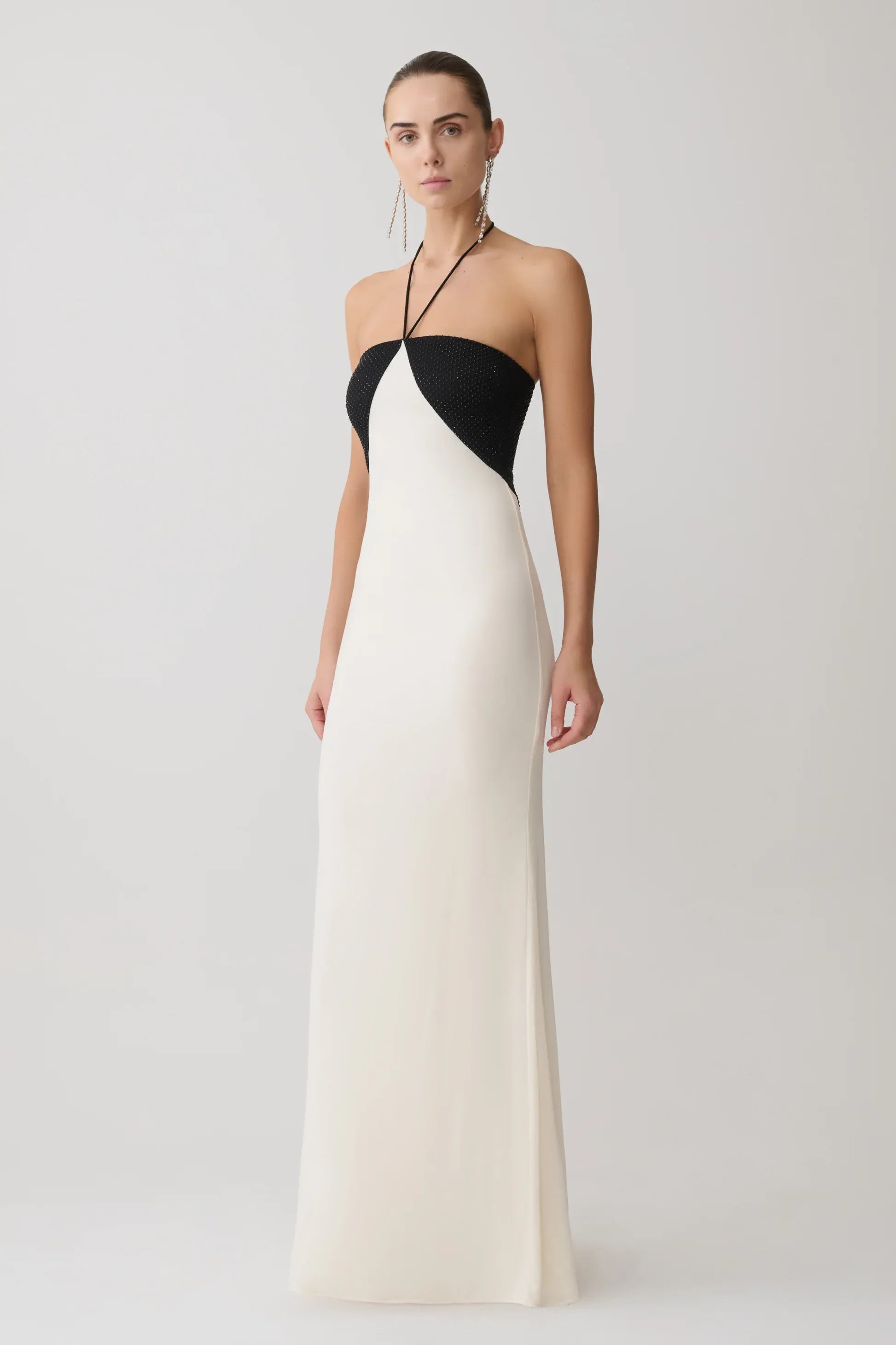 Contrast Sequin Halter Maxi