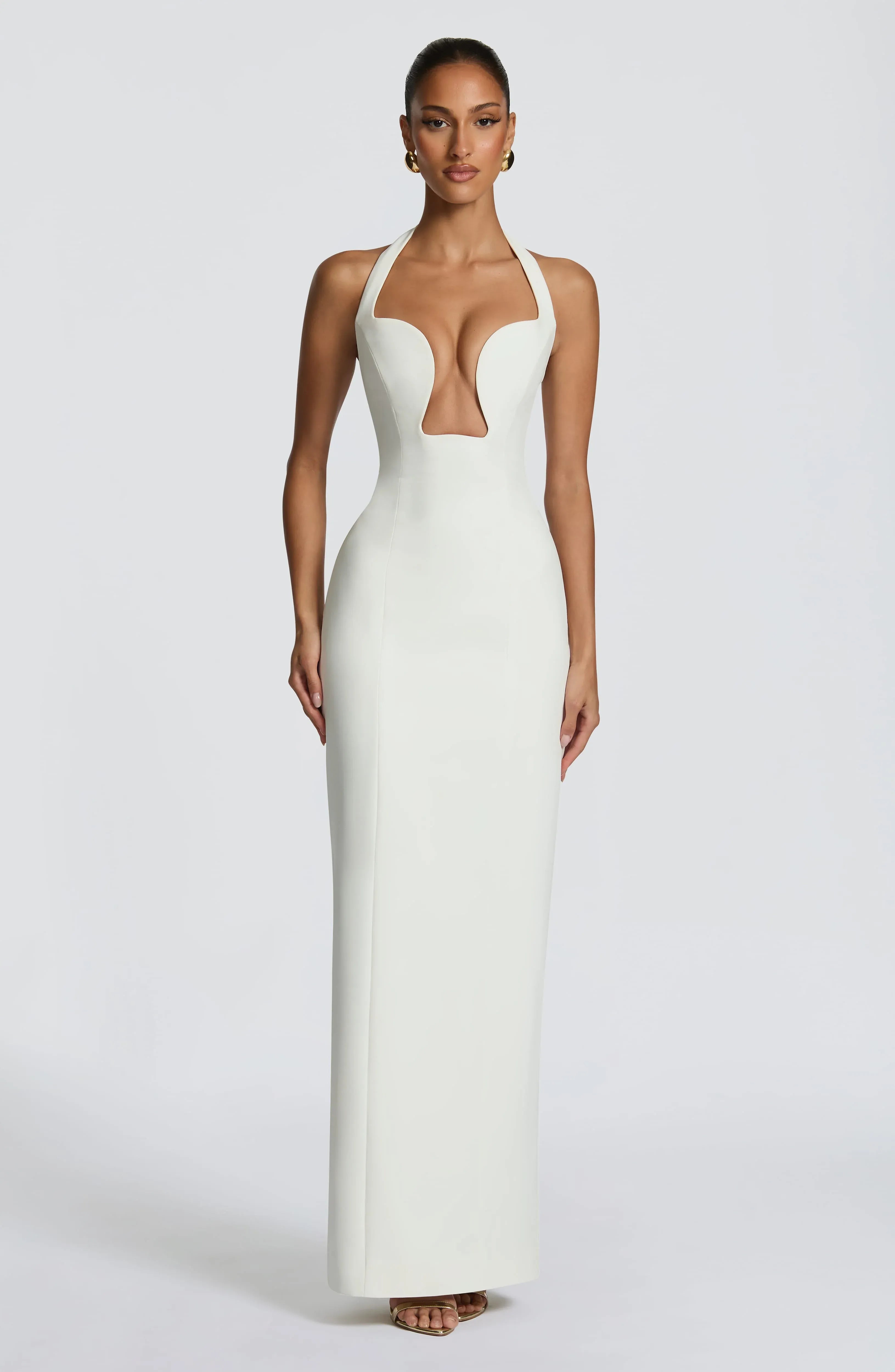 Plunge Halter Column Gown